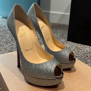 Christian Louboutins 35.5, silver